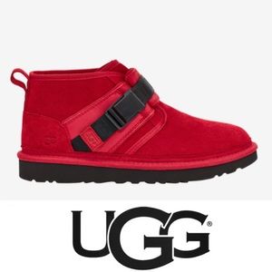 UGG Red Suede signature logo black buckle boots*NEW